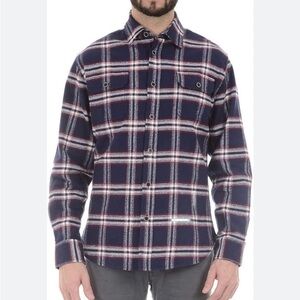 Jachs Mens Brawny Flannel long sleeve shirt top. Size XL blue/red/white
